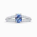 Sortija Light of Ceylon de Zafiro y Diamantes en Oro Blanco de 18 Kt