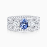 Sortija Queen of Ceylon de Zafiro y Diamantes en Oro Blanco de 18 Kt