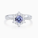 Spirit of the Rose Tanzanite and Diamond Ring in 18k White Gold