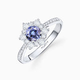 Spirit of the Rose Tanzanite and Diamond Ring in 18k White Gold