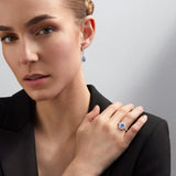Anel de safira e diamante Estrela do Ceilão em ouro branco 18K
