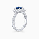 Anel de safira e diamante Estrela do Ceilão em ouro branco 18K