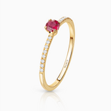 Sortija Sylvie de Rubí y Diamantes en Oro Amarillo de 18 Kt