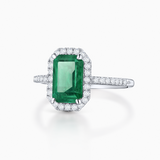 Sortija Victoria de Esmeralda y Diamantes en Oro Blanco de 18 Kt