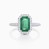 Sortija Victoria de Esmeralda y Diamantes en Oro Blanco de 18 Kt